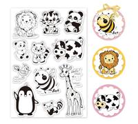 PH PandaHall Animals Clear Stamps for Card Making, Clear Silicone Stamp Lion/Penguin/Giraffe Transparent Craft Seal Stamp Rubber Stamp for DIY Scrapbooking Album Journal Notebook Decor Handmade Crafts