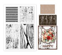 PH PandaHall Background Clear Stamps Checkerboard Texture Stamps for Card Making, Vintage Wood Grain Silicone Stamp Craft Seal Stamp Rubber Stamp for DIY Scrapbooking Album Journal Notebook Decor