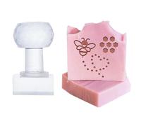 PH PandaHall Bee Soap Stamps, Beehive Soap Embossing Stamps Clear Acrylic Stamps Square Handle Soap Stamps for Handmade Soap Cookie Clay Making Projects Scrapbooking Album Decorating