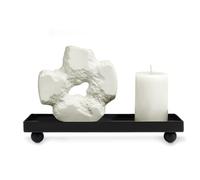 PH PandaHall Black Matte Metal Tray Bathroom Vanity Tray Jewellery Tray Rectangle Bathroom Tank Trays Kitchen Sink Trays for Dresser Countertop Kitchen Toilet Organizer Candle Soap Perfume, 23x11cm