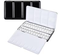 PH PandaHall Black Paint Palette Box Empty Watercolor Tins Box Metal Empty Paint Case Large Watercolor Tray Tin with 52pcs Half Pans for Oil Acrylic Watercolor Paint Sketch Student Artist Hobbyist