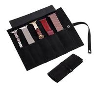 PH PandaHall Black PU Leather Watch Band Storage Bag Pouch Organizer Protable Watch Band Travel Case Stand Display for Men Women Outdoor Adventure Business Trip Holder and Organizer