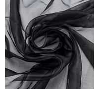 PH PandaHall Black Sheer Organza Fabric by The Yard, 1.5m Wide Twinkle Sheer Fabric Solid Silky Organza Tulle Fabrics Polyester Fabrics for Wedding Dress Craft Decoration, 4m