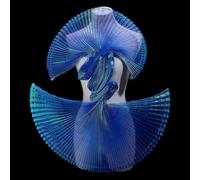 PH PandaHall Blue Mermaids Pleated Fabric Decorative Ruffled Fabrics Gradient Pleated Organza Gauze Cloth Polyester Ruffled Fabric Trim for DIY Sewing Summer Craft Garment Accessory, 2x1.5m