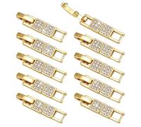 PH PandaHall Bracelet Extender Clasps 10pcs Foldover Extension Jewelry Clasps Cubic Zirconia Fold Over Necklace Extenders Golden Fold Over Clasp for Bracelets Necklaces Anklets Repair Jewelry Making