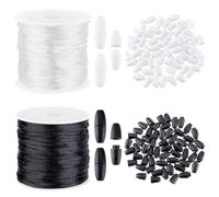 PH PandaHall Breakaway Clasps for Lanyard, 60pcs 24mm Black/White Bead Barrel Connector Closure Clasp Safety Clasp with 2mm x 21.8 Yard String Cord for DIY Necklace Bracelet Lanyard Neck Clasp Jewelry