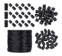 PH PandaHall Breakaway Clasps with Lanyard String, 30pcs 20x11mm Black Safety Clasp Bead Barrel Connector Closure Clasp with 2mm x 10.9 Yard Cord for DIY Necklace Bracelet Necklace Clasp Jewellery