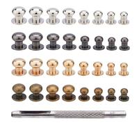 PH PandaHall Button Studs, 64 Sets 4 Colors 7 8 9 10mm Metal Studs Rivets Screwback Spots Metal Nail Rivet Studs for DIY Leather Craft Belt Purse Handbag, Antique Bronze/Gunmetal/Platinum/Golden