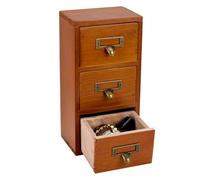 PH PandaHall Catalog Drawers for Desktop 3 Drawer Wooden Desk Organizer Card Catalog Wood Storage Box Organizer Office Dresser Mini Wood Desktop Cabinet for Tabletop Organizing, 5.2x3.7x10.3 inch