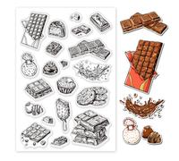 PH PandaHall Chocolate Transparent Stamps, PVC Plastic Clear Stamps Dessert Cookie Ice Cream Stamps Greeting Card Stamps Seal Stamps for DIY Scrapbooking Album Decorating Card Craft Making