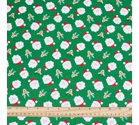 PH PandaHall Christmas Fabric by The Yard Santa Claus Cotton Fabric 1m Wide Green Reindeer Fabrics Cartoon Xmas Decorative Fabrics for DIY Craft Sewing Party Decor Gift Wrapping Supplies