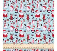 PH PandaHall Christmas Fabric by The Yard Xmas Santa Fabric 1.5m Snowman Deer Printed Fabrics Winter Decorative Fabrics for Xmas Holiday Sewing Tablecloth DIY Craft Party Decor Gift Wrapping