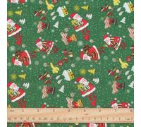 PH PandaHall Christmas Fabric by The Yard Xmas Santa Fabrics 1.5m Wide Christmas Tree Decorative Fabric Cartoon Indoor Outdoor Fabrics for Sewing Quilting Gift Home Decor, Green