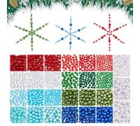 PH PandaHall Christmas Snowflake Wires Bead Kit, Snowflake Beads Ornament Set Metal Snowflake Wire with Pearl Acrylic Beads for Holiday Crafts DIY Craft Decoration