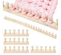PH PandaHall Chunky Blanket Knitting Loom Pine Wood Hand Weaving Looms Yarn Knitting Looms Adjustable Loom Frame for Beginners DIY Blankets Making Weaving Projects Craft Lover Gift, 1.4m Long