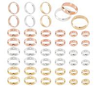 PH PandaHall Circle Bead Frame 18K 24K Gold, 54pcs 9 Styles Two Hole Frame Spacer Beads 8/10/12mm Brass Round Connector Ring for Beading Earring Bracelet Necklace Making, Gold/Silver/Rose Gold