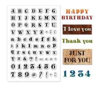 PH PandaHall Clear Stamps, Letter Silicone Stamp Retro Alphabet Rubber Stamp Transparent Stamps for Card Making Photo Album Decoration and DIY Scrapbooking, 11x16cm