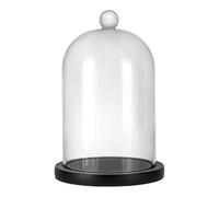 PH PandaHall Cloche Glass Dome Clear Glass Display Dome with Top Handle Black Wooden Base Bell Jar Cloche Bottles Display Case for Plants Flower Clay Succulents Antique Collectibles, 14.3x22cm