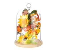 PH PandaHall Cloche Glass Dome Clear Terrarium Display Dome with Top Handle Wooden Base Bell Jar Cloche Bottles Display Case for Plants Flower Clay Succulents Antique Collectibles, 17.2x26cm