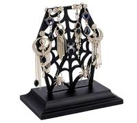 PH PandaHall Coffin Spiderweb Earring Holder, Gothic Jewelry Organizer | Halloween Spider Web Wooden Earring Tree Stand, for Earrings Rings Tabletop Display Halloween Decor 5.1"x3.5"x5.9"