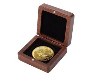 PH PandaHall Coin Display Box Square Challenge Coins Display Case Box Walnut Medal Displays Holder with Velvet Inside for Collectors Storage Case Gift Box 6.8cm