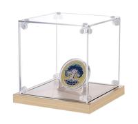 PH PandaHall Coin Display Case, 4"x4"x4" Clear Acrylic Coin Holder Box Protective Coins Box Single Coins Showcase for Challenge Photos Souvenirs Collectibles Birthdays Anniversaries Weddings