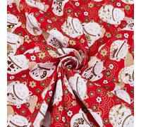 PH PandaHall Cotton Fabric by The Yard, 1.64 x 1 Yards Dark Red Ronzing Design Floral Print Fabrics Lucky Cat Pattern Fabric for Sewing Quilting Clothes Tablecloths Curtains Crafts Upholstery