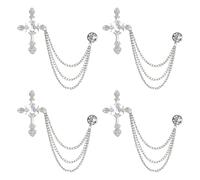 PH PandaHall Cross Chain Brooch 12.5cm Crystal Hanging Long Chain Suit Pin Platinum Tassel Lapel Pins Vintage Crucifix Brooch Pin Metal Tie Clip for Wedding Clothes Shirt Dress Coat Hats Bags