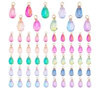 PH PandaHall Crystal Dangle Charms Pendants Teardrop Charms Bead Charms with Copper Loops for Jewelry Making Necklace Crafts, Glass/Copper, No Gemstone