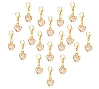 PH PandaHall Cubic Zirconia Charms, 50pcs Heart Crystal Charms Delicate Shiny Tiny Dangles with Gold Lobster Clasps for Handbag Decoration Key Chain Jewellery, Metal
