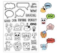 PH PandaHall Cute Animals Dialog Clear Stamp, Sentiment Words Silicone Stamp Musical Notation Transparent Rubber Stamp Seal Stamp for Card Making Decoration, Journal, Postcard, Scrapbooking,Gift Tags