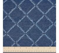 PH PandaHall Denim Fabric, 1.6m Wide Hook Flower Denim Cloth Cotton Jean Fabric 55.3cm Long Jacquard Rhombus Pattern Fabrics for Sewing DIY Crafting Clothing Bags, Midnight Blue
