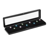 PH PandaHall Diamond Display Box Black Gemstone Storage Case Glass Window Jewellery Organizer with Velvet Interior Stainless Steel Gem Holder Rectangle Rhinestone Container for Gems Display, 20x5.5cm