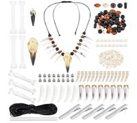 PH PandaHall DIY Skull Necklace Making Kit Bone Tooth Necklace Making Kit Boho Accessories Crafting Caveman Necklaces for Halloween Cosplay Costumes Birthday Gift