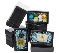 PH PandaHall Drawer Kraft Boxes 12pcs Black Gift Boxes with Clear PVC Windows Rectangle Paper Box Party Favor Box for Candy Cookies Bakery Jewellery Crafts Gifts Wrapping, 17.2x10x4.2cm