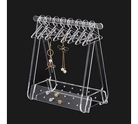 PH PandaHall Earring Holder Stand, Cloth-horse Shape Jewelry Display 52 Holes Dangle Earring Hanging Organizer Acrylic Ear Studs Display Rack for Retail Show Personal Exhibition, 5.14x3.26x5.9inch