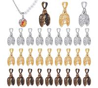 PH PandaHall Elite 30 pcs 3 Colors Brass Pinch Bails Pinch Clip Bail Clasp Dangle Charm Bead Pendant Connector Findings for Pendants Necklace Jewelry DIY Craft Making, Platinum/Antique Bronze/Golden