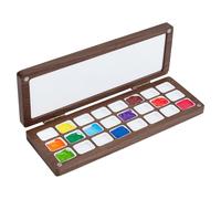 PH PandaHall Empty Watercolor Paint Palette, 24 Grids Washable Walnut Paint Tray with Lid Travel Wooden Painting Box Watercolor Box Case for Painters Students Adult Studio Home Outdoor, Camel
