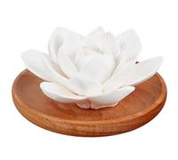 PH PandaHall Essential Oil Passive Flower Diffuser, White Flower Ceramic Essential Oil Small Diffuser Cordless Aromatherapy for Small Room Desk Bathroom Office Air Freshener, Lotus