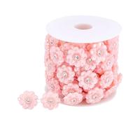 PH PandaHall Flower Beaded Chain Trim Rhinestone Trimming 23-24mm Wide Pink Floral Beads Trim Applique Ribbon for DIY Crafts Wedding Decoration Sewing Costume Embellishment Clothing, 4.5m