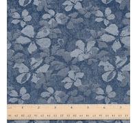 PH PandaHall Flower Printed Denim Fabric by The Yard Floral Pattern Sewing Fabric 1.4m Wide Blue Crafts Fabrics Vintage Denim Fabrics for Sewing DIY Handmade Crafting Jeans Clothing Quilting