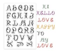 PH PandaHall Flower Shaped 26 Letter Clear Silicone Stamp - Transparent Craft Stamp for Card Making, Scrapbooking, Journal & Photo Album