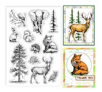 PH PandaHall Forest Animals Clear Stamps Tree Silicone Stamps PVC Plastic 16 x 11 cm