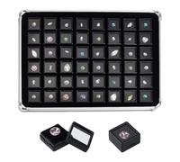 PH PandaHall Gemstone Storage Box 48pcs Diamond Displays Tray Crystal Organizer Container Aluminum Gem Display Case Jewellery Storage Jars with Foam for Rhinestone Beads Small Items Collection
