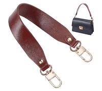 PH PandaHall Genuine Leather Purse Strap, 14.5 Inch/37cm Short Bag Strap Replacement Cowhide Bag Handles Wide Bag Strap with Light Gold Swivel Buckles for Purse Handbag Tote Briefcase, Brown, 1PC