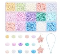 PH PandaHall Glass Seed Beads Kit - 15 Candy Colors, 6/0 4mm Waist Spacer for DIY Crafts, Earrings, Necklaces, Bracelet Jewellery Making, 1500pcs