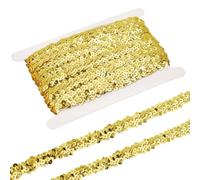 PH PandaHall Gold Stretch Sequin Trim 10 Yards/ 9.14m 20mm/ 0.79inch Elastic Glitters Ribbon Paillette Sequin Trim for Crafts Sewing Wedding Costume Dress Embellish Headband
