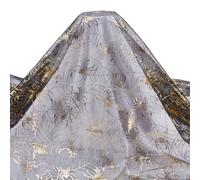 PH PandaHall Golden Silver Spider Web Pattern Tulle Fabric, Double-Sided Halloween Decoration Fabrics Foil Fabric 1.2m Wide Mesh Lace Fabrics for DIY Garment Halloween Decor, 2m