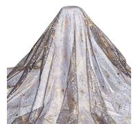 PH PandaHall Golden Spider Web Pattern Tulle Fabric, Double-Sided Foil Fabric 3.3m Wide Silver Mesh Fabrics Halloween Decoration Fabrics for Garment Accessory Halloween Decor, 2m