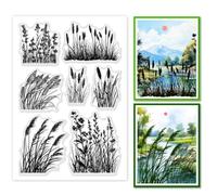 PH PandaHall Grass Weed Clear Stamps for Card Making, Clear Silicone Stamp Transparent Craft Seal Stamp Plants Rubber Stamp for Photo Scrapbooking Painting Crafting Album Journal Decor